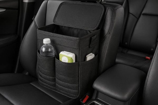 Collapsible Car Trash Bag with Lid and Storage Pockets for Organized Cars