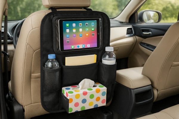Backseat Car Organizer with Tablet Holder for Kids Travel Entertainment and Storage