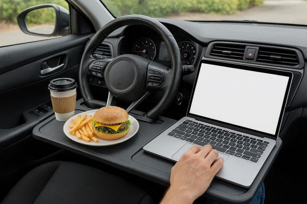 Steering Wheel Desk Car Organizer for Laptop Food and Work on the Go