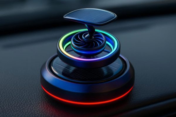 Solar Powered Car Air Freshener Rotating Diffuser with LED Light