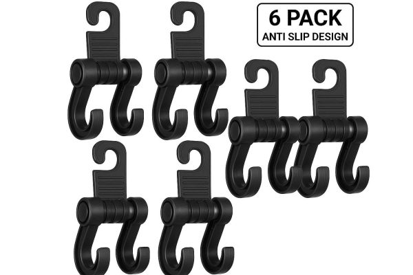 6 Pack Heavy Duty Car Hooks for Grocery Bags and Luggage with Anti Slip Design
