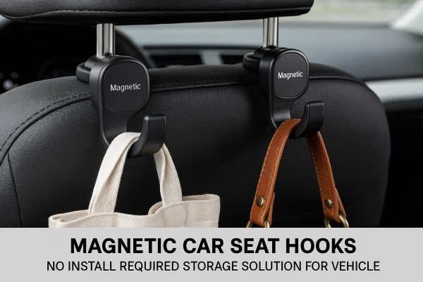 Magnetic Car Seat Hooks No Install Required Storage Solution for Vehicle