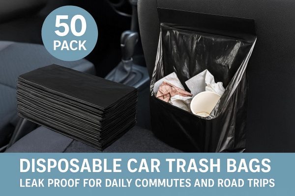 50 Pack Disposable Car Trash Bags Leakproof for Daily Commutes and Road Trips